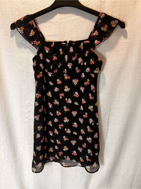 art class Black Floral Off-Shoulder Mini with Pink, Yellow  Flowers SZ10-12